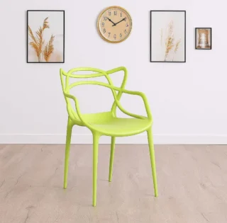 Karter green plastic bistro arm chair