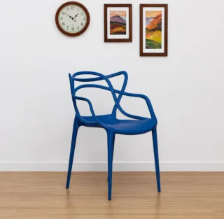 karter blue plastic bistro arm chair