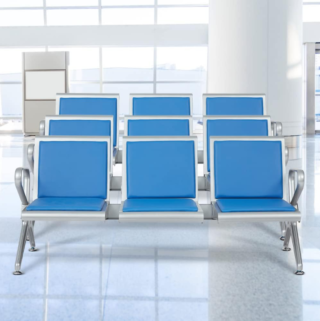 Bobi blue 3 link office waiting bench