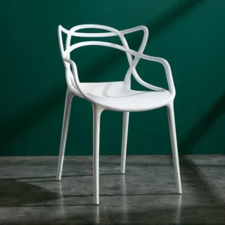 Karter White plastic bistro arm chair