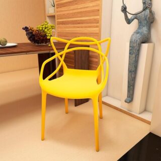 karter yellow plastic bistro arm chair