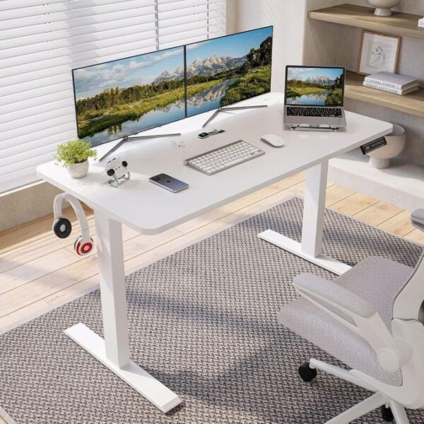 Fortune white height adjustable electric desk