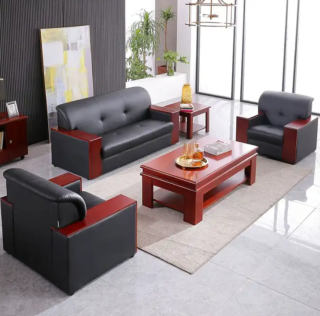 Monti 5 Seater Executive office sofa with wooden armrests